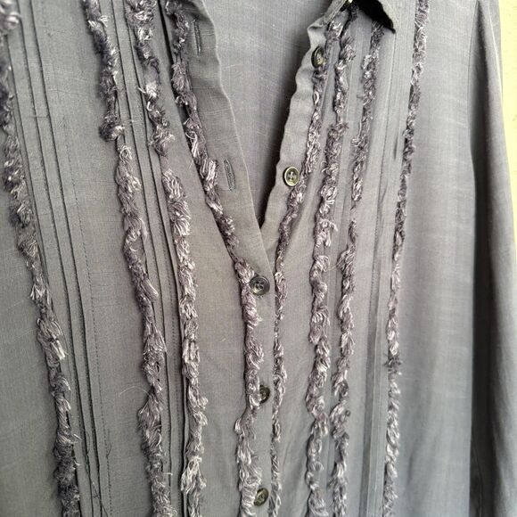 Free People Drop Waist Shirt Dress Navy M Boho Chic Whimsigoth Cottagecore Y2K - Picture 2 of 7